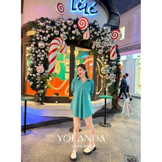 Yolanda เสื้อเชิ้ตแฟชั่น ผู้หญิง เสื้อแบบมีปก กระดุมเก็บแขน ผ้านุ่มลื่น เชิ้ตสไตล์เกาหลี FF1003