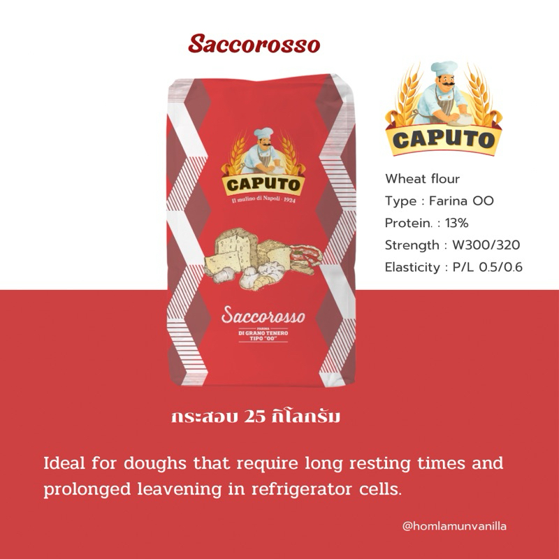 Caputo Farina Tipo 00 Saccorosso Pizza Flour กระสอบ 25 kg.