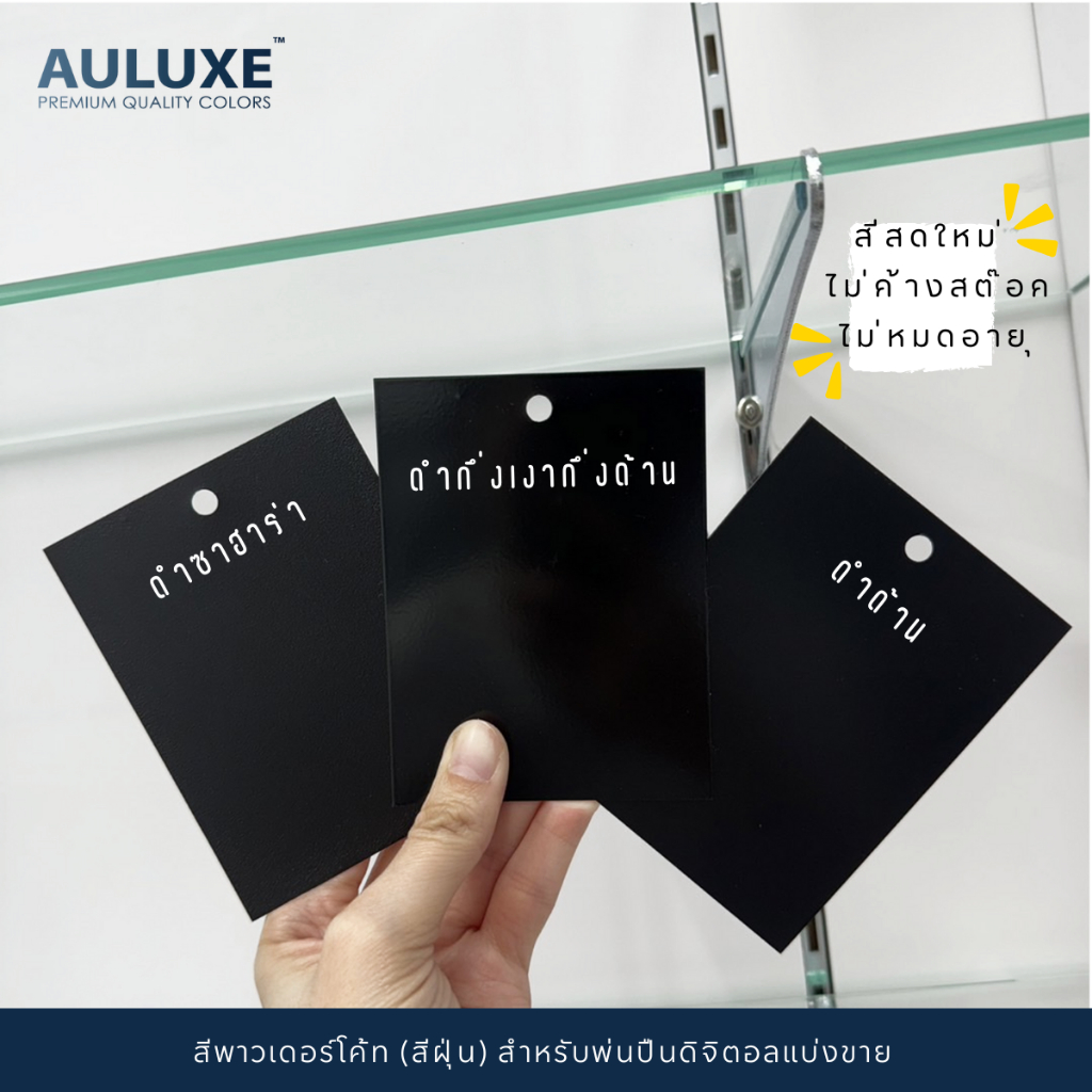 ผงสีพาวเดอร์โค้ท เกรดภายนอก (EX) *ดำกึ่งเงา / ดำทราย / ดำด้าน* แบ่งขาย 1 กก. คุณภาพสูง สำหรับงานพ่นเคลือบโลหะ