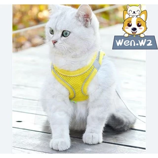 wen.W2 สายจูงแบบรัดอกสัตว์เลี้ยง แมว สุนัข เสื้อรัดอกแมวพร้อมสายจูง