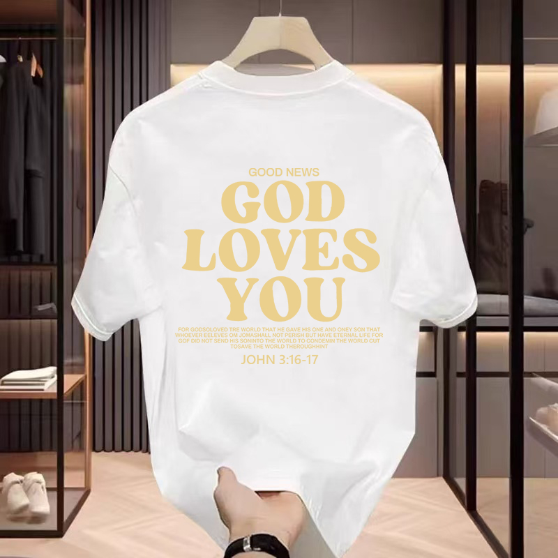 สเสื้อยืด เสื้อยืดคอกลม แขนสั้น แบบหลวมช่วยให้ดูเพรียว สวมใส่สบายและแฟชั่นพิมพ์ลาย ขาว/ดำ