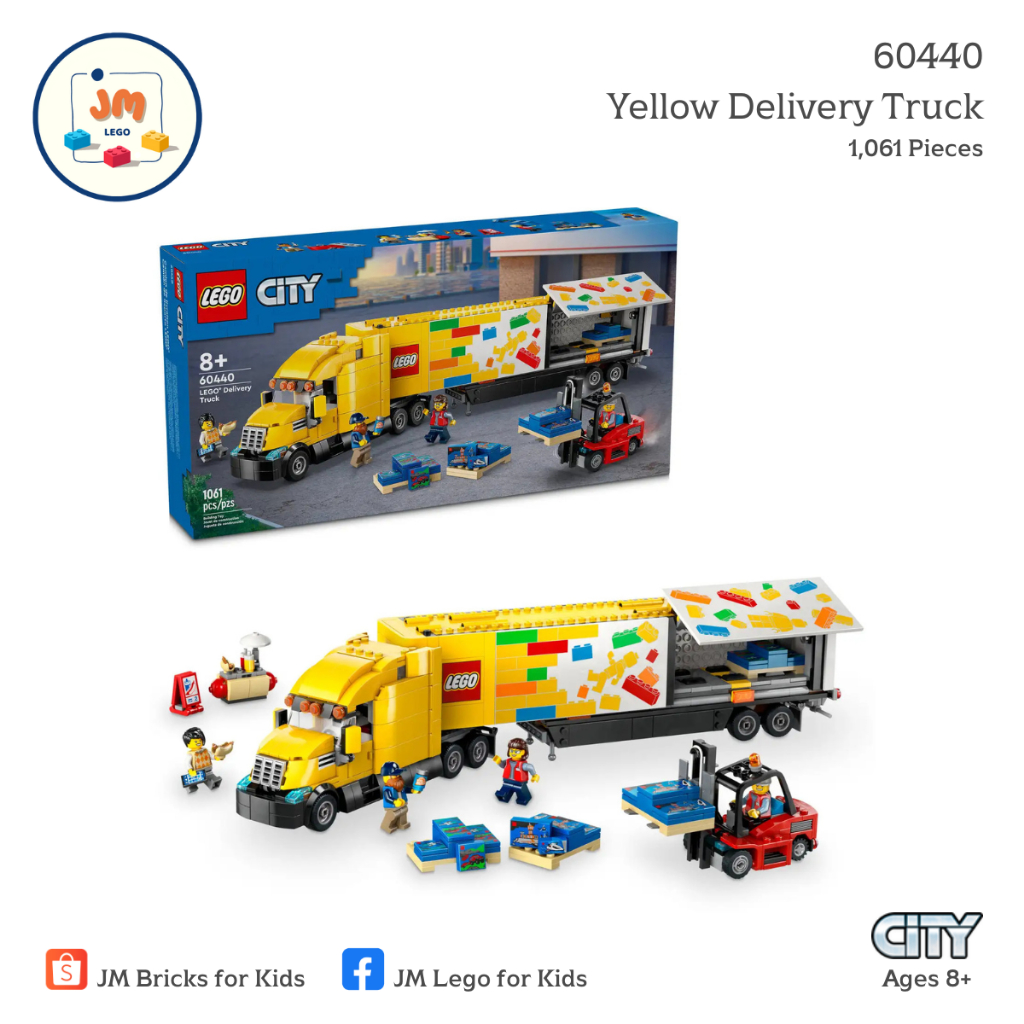 LEGO City 60440 Yellow Delivery Truck (1,061 Pieces) สำหรับเด็กอายุ 8 ปีขึ้นไป Brick Toy ตัวต่อ