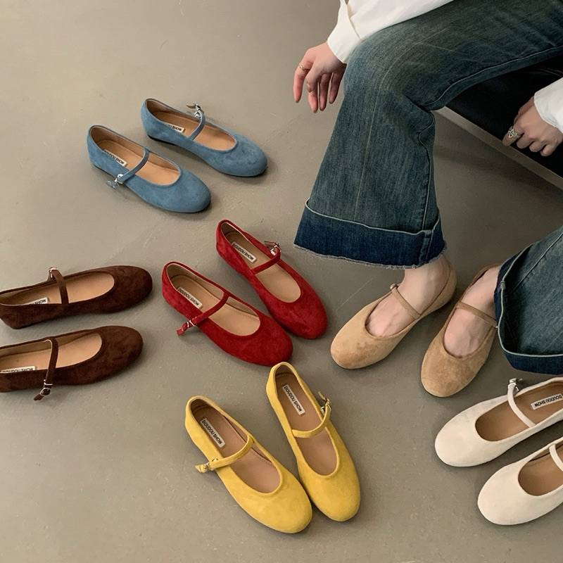 (ร้านไทย—มีพร้อมส่ง / pre-order) รองเท้าแมรี่เจน london mary jane shoes ผ้าหนังกลับ | justmoment