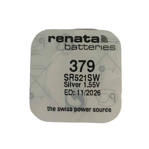ถ่านกระดุม Renata 379 ถ่าน ของแท้ 1.55V made in Swiss SR521SW,379 ( จำหน่ายยกกล่อง มี 10 เม็ด)