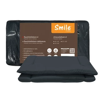 Picasso ที่นอนปิกนิค รุ่น Smile สีเทาเข้ม ผ้าไมโครซาติน เทียบขนาด 3.5 ฟุต หนา 5 ซม.