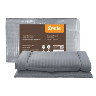 Picasso ที่นอนปิกนิค รุ่น Smile ลายริ้ว สีเทา ผ้าไมโครซาติน เทียบขนาด 3.5 ฟุต หนา 5 ซม.