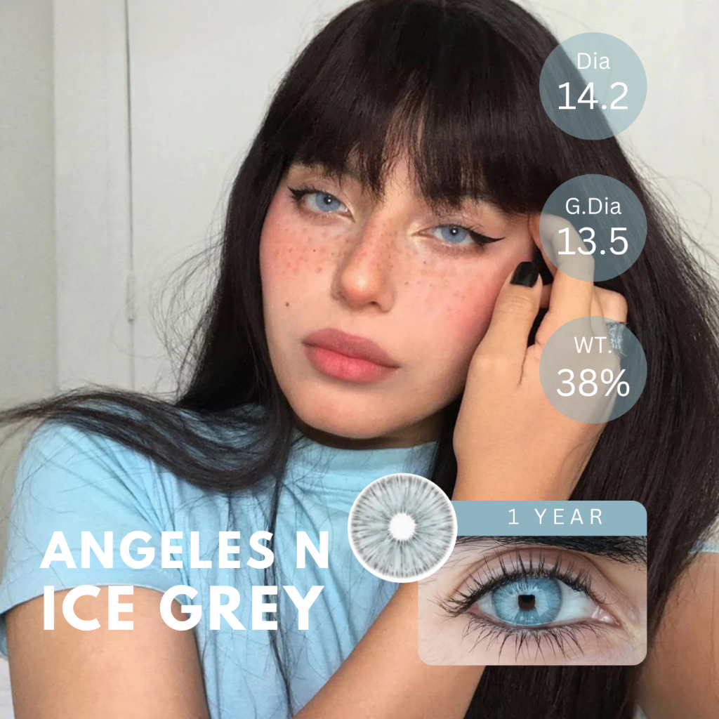 (ทักสอบถามสต็อกก่อนกดสั่ง) คอนแทคเลนส์ (รายปี) รุ่น Angeles N สี IceGrey  | Dia 14.2 | 📦ค่าสายตา 0.0