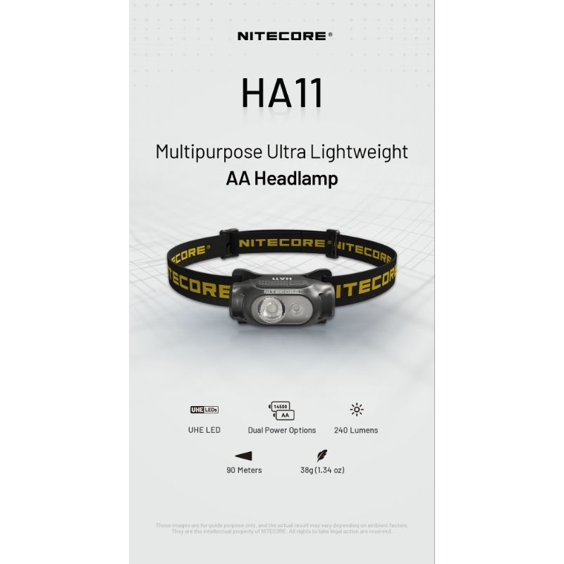 ไฟฉายคาดหัว Nitecore HA11 UHE Multipurpose Ultra LightweightAA Headlamp : สินค้ารับประกัน 3 ปี