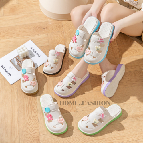 home..fashion รองเท้าแตะ ยางEVA แบบสวม มีของตกแต่ง แฟชั่น น่ารัก สำหรับผู้หญิง 183