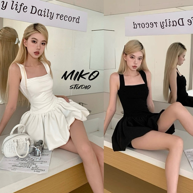 Miko พร้อมส่ง💓เดรสสั้น เครสดำ ชุดกระโปรง เดรสรัดรูป Y2Kทรงพองๆ เซ็กซี่ ชุดเจ้าหญิง ใส่แล้วดูผอม ชุดไปเที่ยว ชุดออกงาน