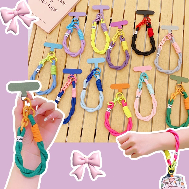การทอผ้าสายคล้อง จี้กุญแจ สายคล้องโทรศัพท์มือถือ สายคล้องข้อมือ ผู้หญิง โซ่มือถือ สั้น ป้องกันการสูญหายเคสโทรศัพท์มือถือ