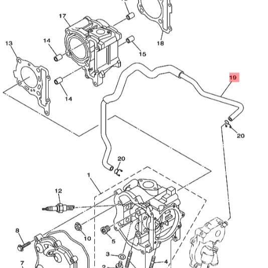 5P0E116600 ท่ออากาศจากฝาสูบ Nouvo Elegance AT-135 แท้ YAMAHA 5P0-E1166-00
