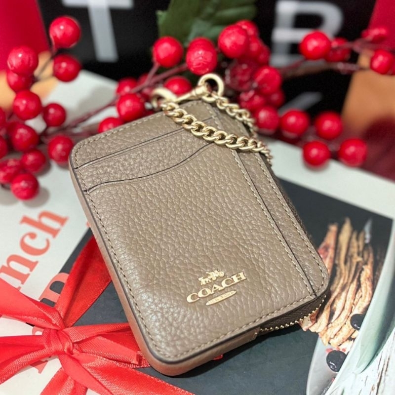 ใส่บัตรใส่เหรียญ ทรงกล่อง COACH ZIP CARD CASE 6303