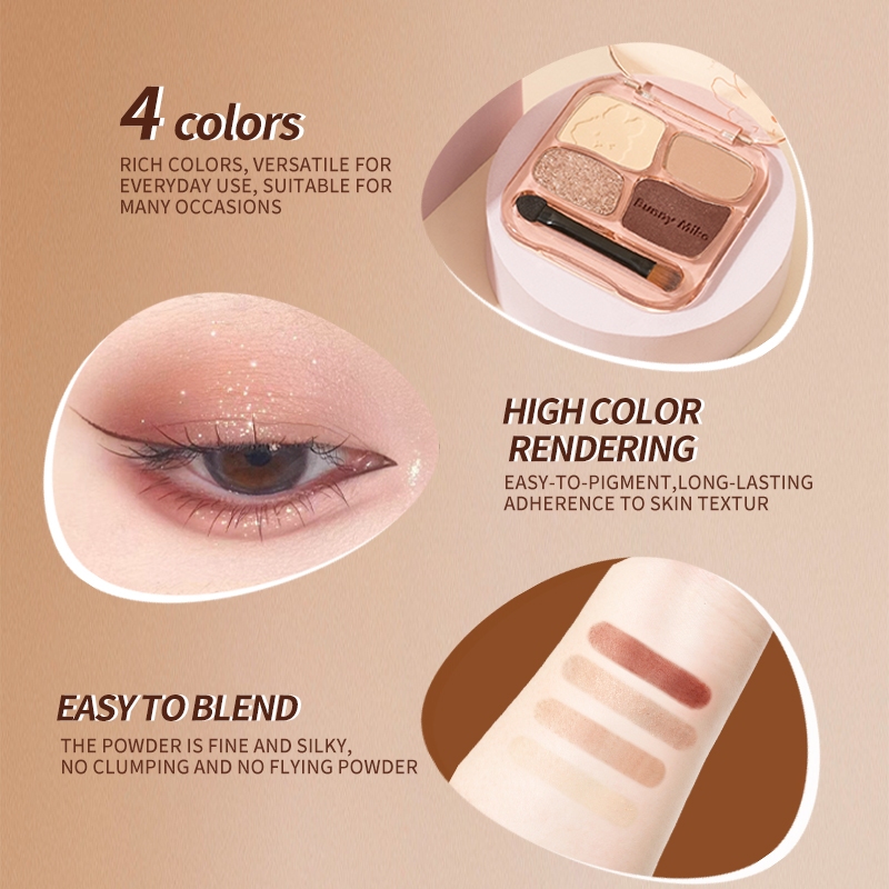 Oma อายแชโดว์ เนื้อฝุ่น เรียบเนียน ประกายชิมเมอร์ สีสวย กันน้ำ ติดทนนาน ทนทาน สําหรับทุกสภาพผิว 4 สี