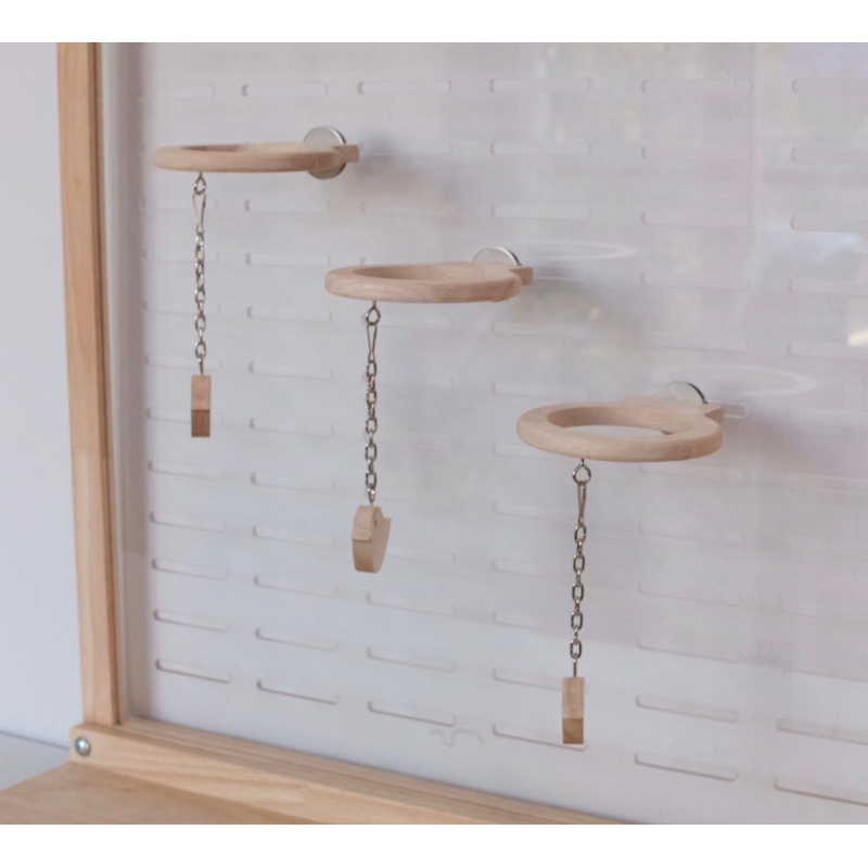 LP220 คอนห่วงโมบายนก เป็นคอนห่วงกลมและโมบายนกแขวน ดีไซน์น่ารัก ขอบคอนโค้งมน ตกแต่งภายในกรง ไม้เกรดA สวยงาม(ต่อชิ้น) - รูปที่ 6