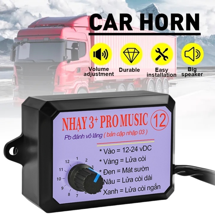 【COD】กล่องแตรสามช่า 12-24V (8/12 โทน) สําหรับรถบรรทุก Marine เรือรถ Horn Controller ลําโพงฮอร์นไฟฟ้า