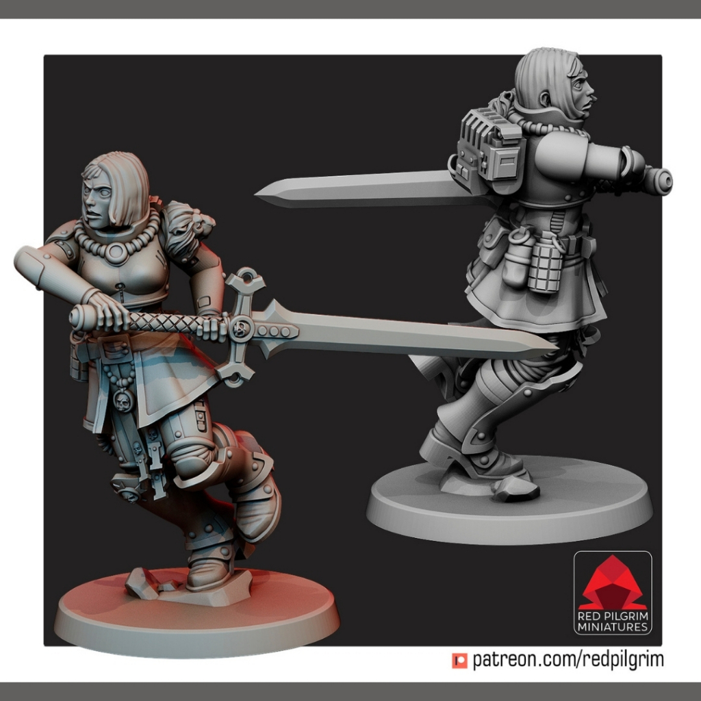 Swordmaster (Companion) - Humanoid Human / 28mm scale 3D printed miniature RPG