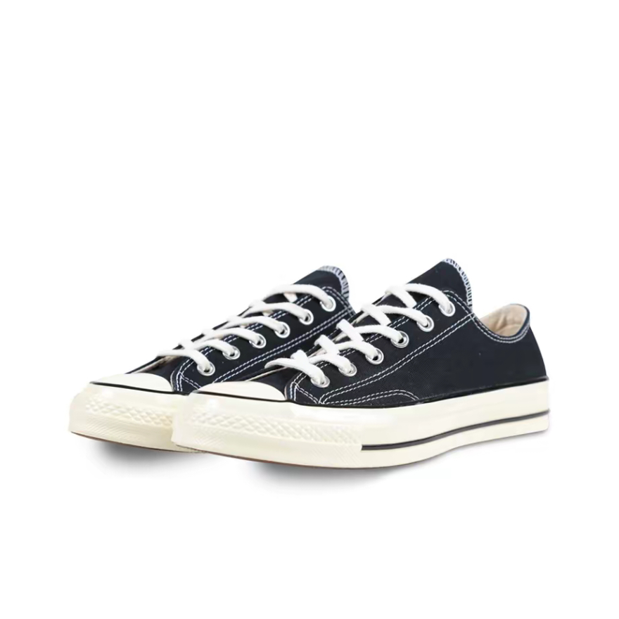 【100%Original】Converse 1970s Chuck Taylor Ctas 70 Carbon Black White Low Top Women&Men Sneakers 144757C