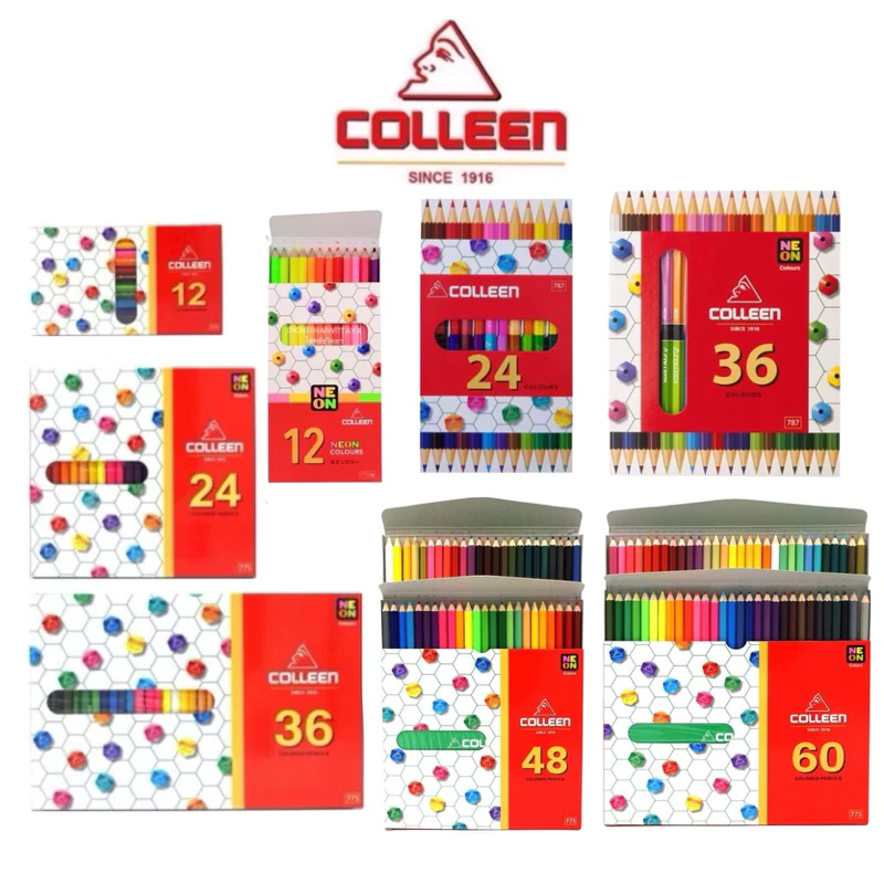 Colleen สีไม้คลอลีน 🌈 ถูกสุด🍀 12 24 36 48 60 สี ดินสอสี สีไม้ยาว คอลลีน 1 หัว, 2 หัว สีไม้ยา