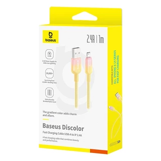 Baseus Discolor สายชาร์จ USB-A To LN 2.4A หัวไล่สีสวยงาม สายไนลอนถัก ทนทาน สําหรับ โทรศัพท์มือถือ แท็บแล็ต