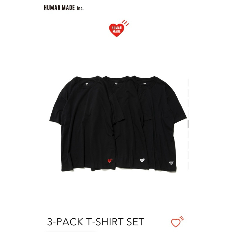 HUMAN MADE 3-PACK T-SHIRT SET แยกขาย ของแท้พร้อมส่ง