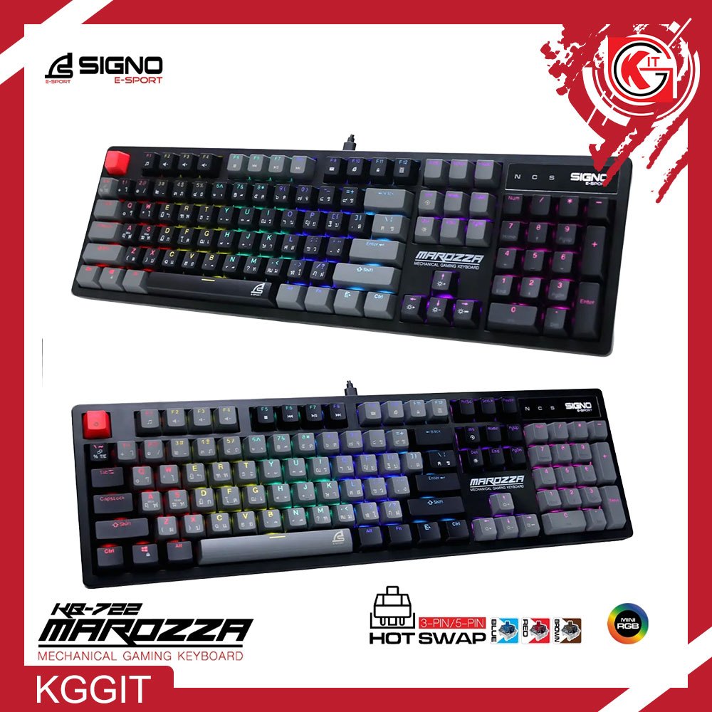 คีย์บอร์ดเกมมิ่ง SIGNO KB-722 MAROZZA Mechanical Gaming Keyboard Hotswap 5 Pin