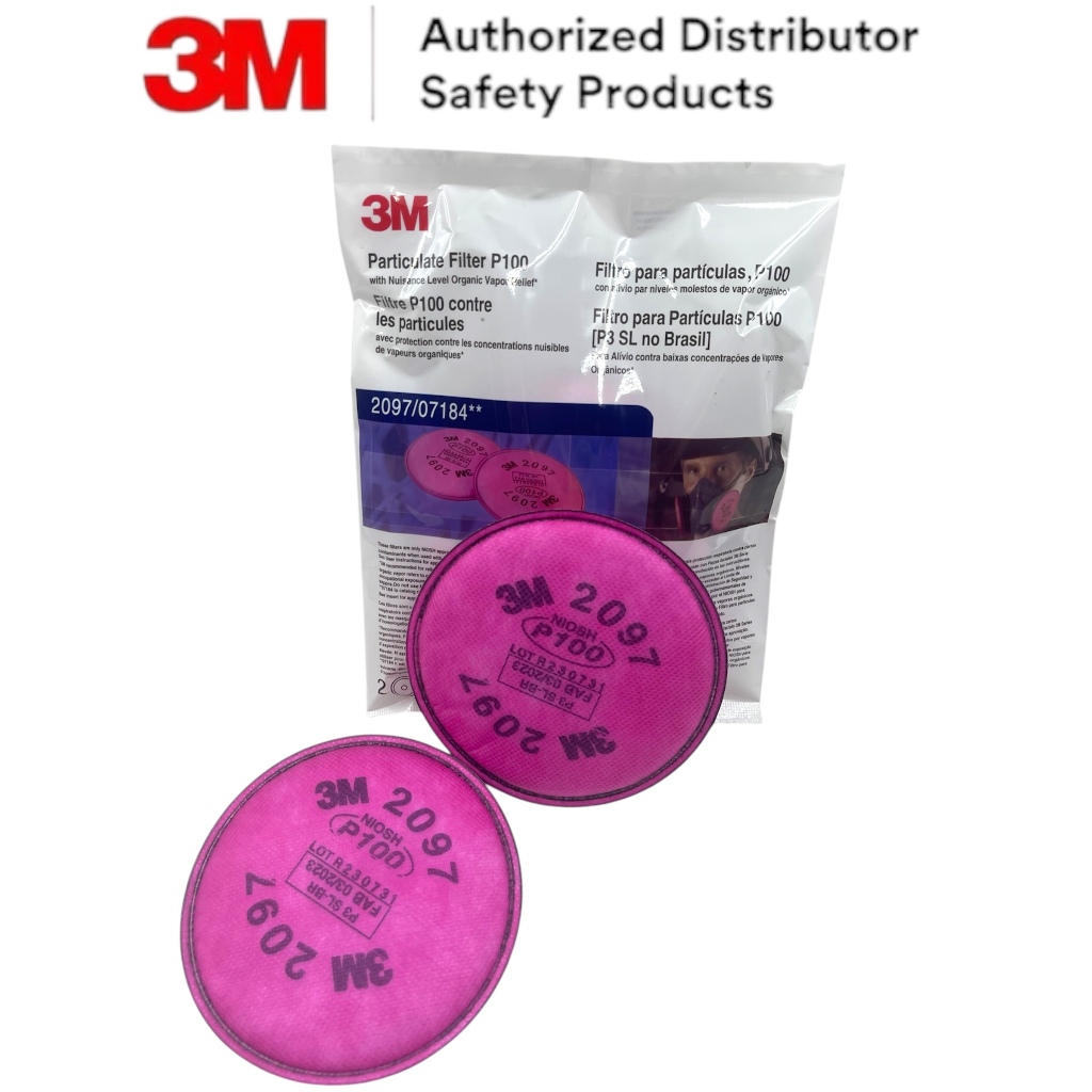 3M 2097 ตลับกรอง งานเชื่อม ตลับกรองฝุ่น แผ่นกรองไอ ฟูมโลหะ P100/N100 ชนิดเสริมแผ่นคาร์บอนกรองกลิ่น รับประกันของแท้ (คู่)