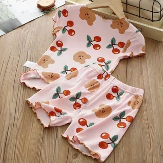 Babyonline(Y553)H3 (ส่งด่วน1วัน)ชุดเซ็ตเสื้อแขนสั้นกางเกงขาสั้นสำหรับเด็กลายการ์ตูนน่ารัก ผ้านิ่ม เด้ง ใส่สบาย