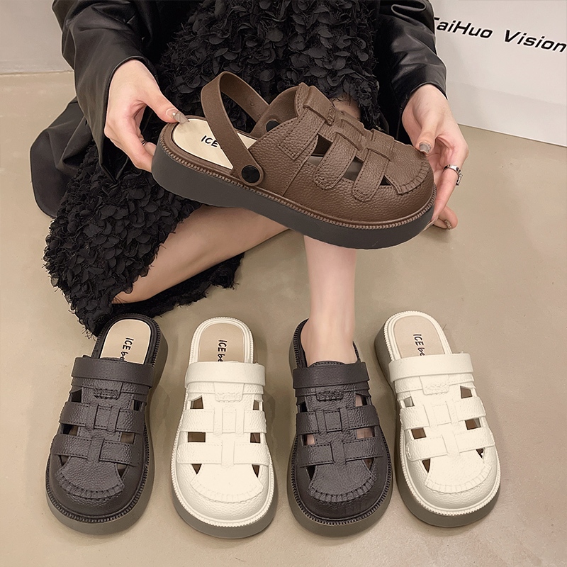 Fshow กำลังฮิต รองเท้าแตะแบบสวมเปิดส้น สายแต่งดีเทลน่ารักๆ สีสวยสุภาพ ใส่ได้หลายโอกาส ดีเทลสวยเก๋ไม่เหมือนใคร มีหลายสีให