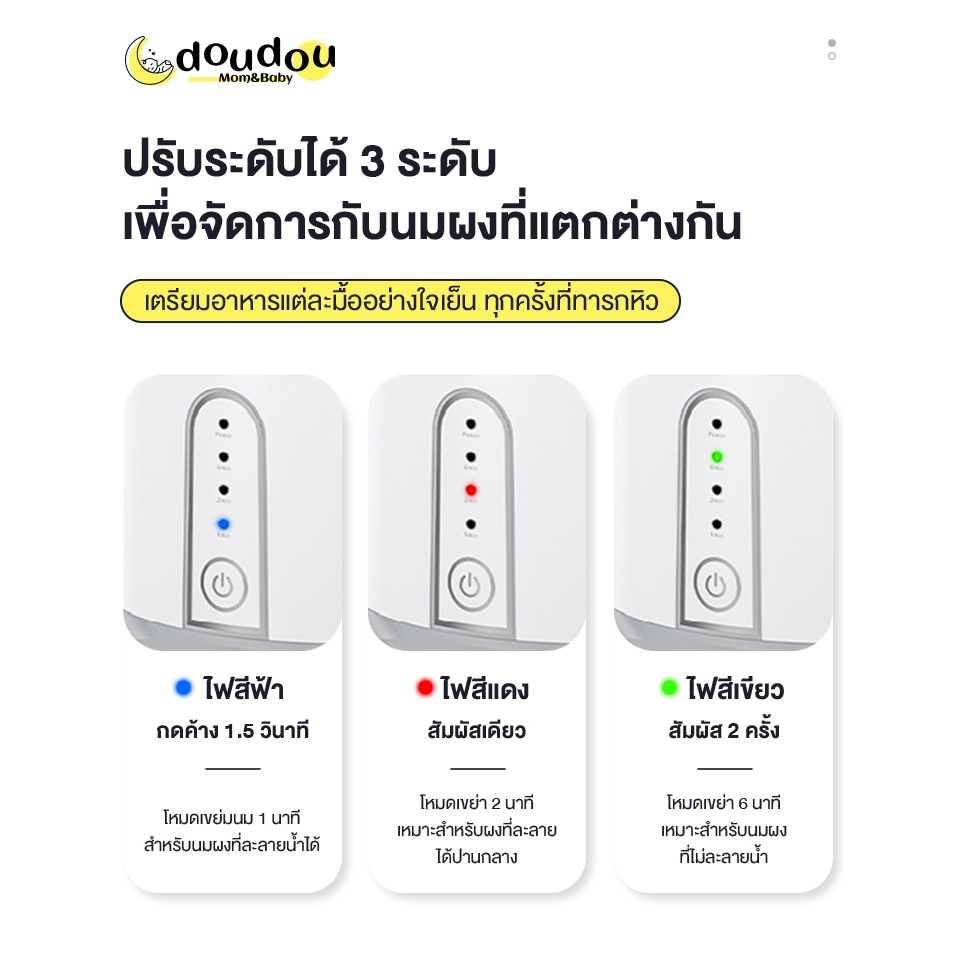 doudou เครื่องนึ่งนมไฟฟ้า เครื่องผสมนมและผงนมอัตโนมัติปรับได้3ระดับ เหมาะกับขวดนม95% ไร้สาย อายุการใช้งานแบตเตอรี่ยาวนาน - รูปที่ 6