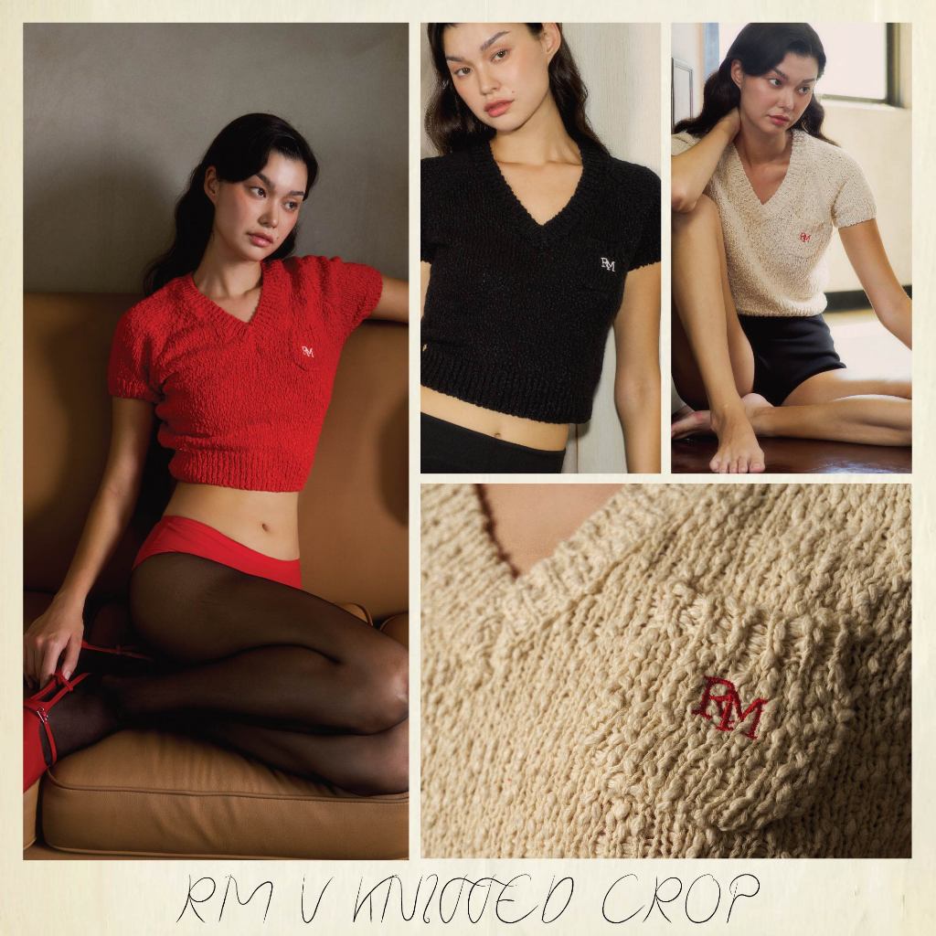 Rally RM V Knitted Crop - เสื้อ Crop แขนสั้นคอวี