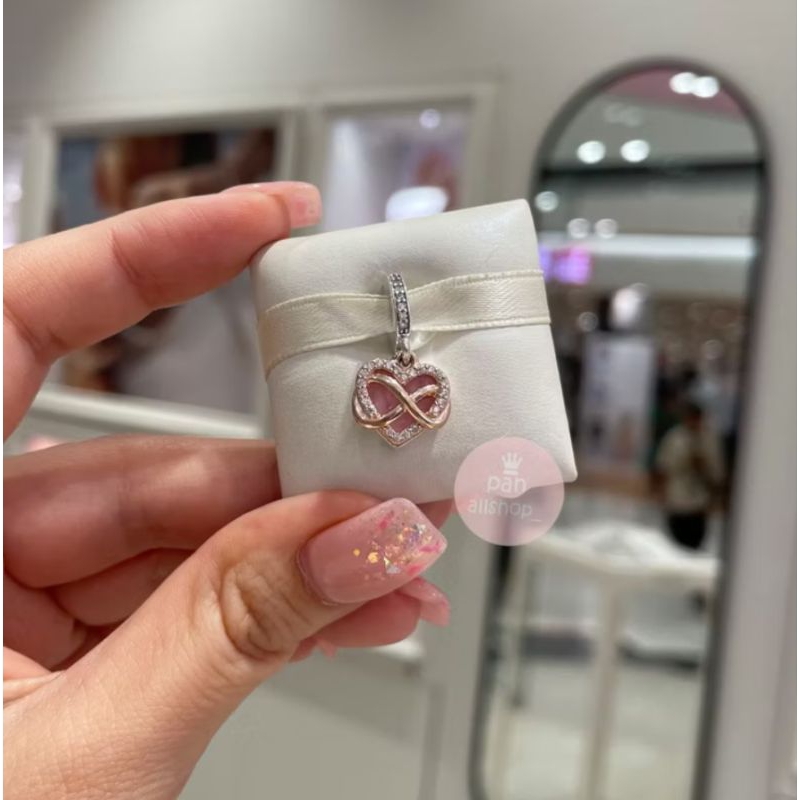 (ของแท้100%) Pandora Sparkling Infinity Heart rose ติ้งหัวใจอินฟินิตี้