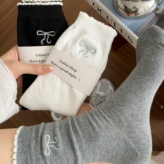 ในไทย-พร้อมส่ง✨ถุงเท้าJK ประดับโบว์ ลูกไม้ น่ารักหวาน INSสไตล์ญี่ปุ่น นักเรียนสำหรับผู้หญิง 2025ใหม่-Move