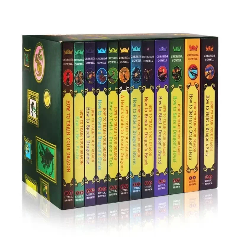 12Books/set How To Train Your Dragon: The Complete Series: Paperback Gift Set, Short Chapters, Clever Slapstick, English