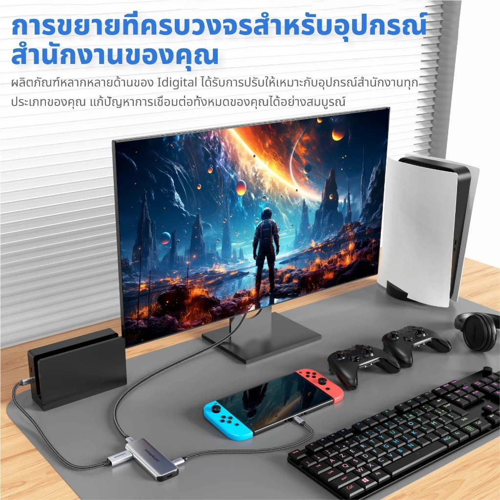 Idigital สาย Type C to DP 1.4 Cable, USB C to Display Port, 8K/60Hz, 2K/120Hz, 1m-5m, For คอมพิวเตอร์โน้ตบุ๊ก, สมาร์ทโฟน thumbnail 9