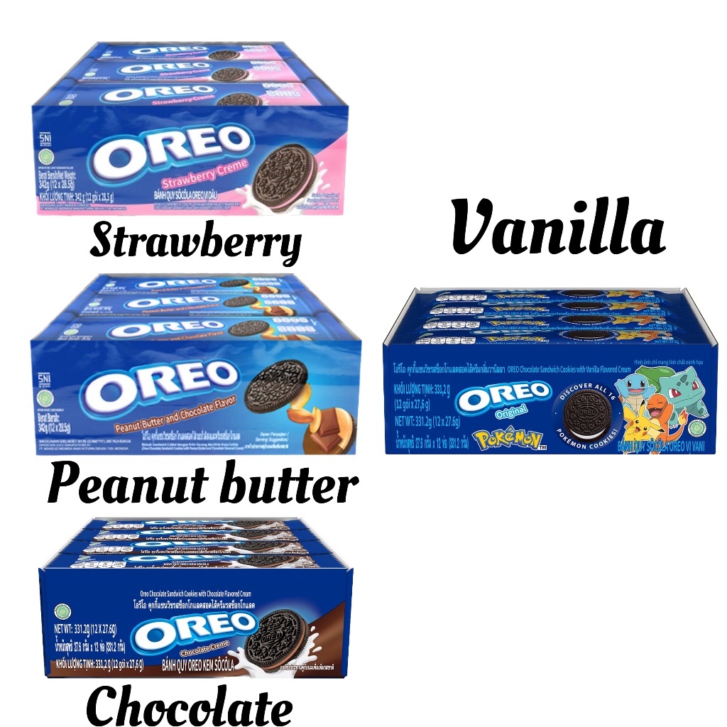 ยกแพ็ค ขนม Oreo โอรีโอ้ บิสกิต สอดไส้ครีม จุ่มนม อร่อย ตำนาน ยุค90 เข้มข้น