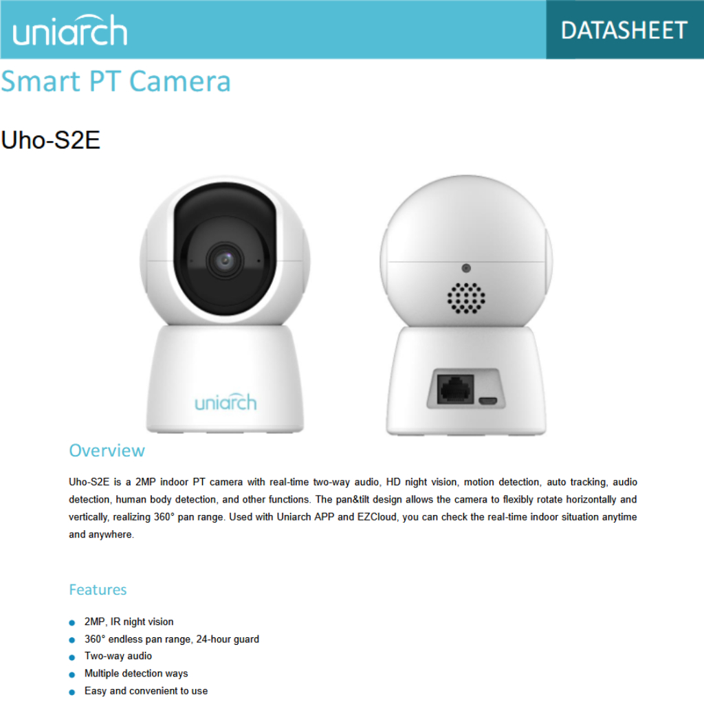 กล้องวงจรปิด Uniview รุ่น UHO-S2E-U3 3MP Wi-Fi Camera พร้อมเมม 32GB.