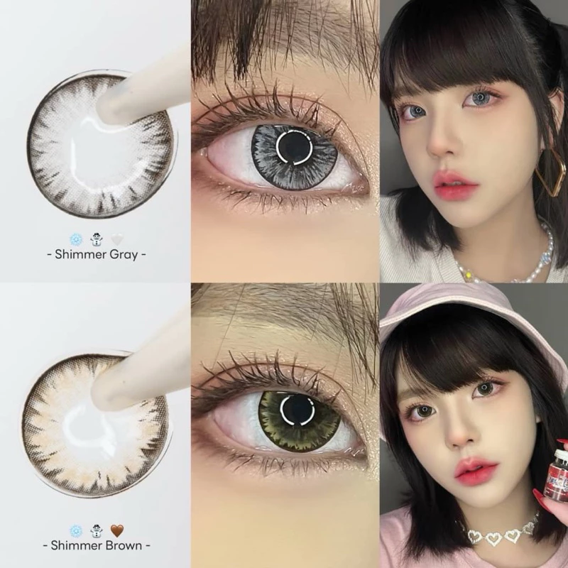 🔥คอนแทคเลนส์ 💖Shimmer (Lovelylens) 💖ขนาดบิ๊กอาย สี Brown / Gray / Black