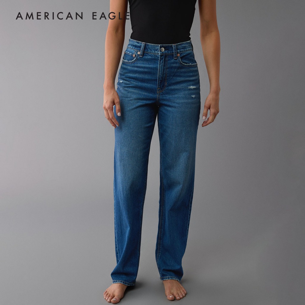 American Eagle Strigid Super High-Waisted Baggy Straight Jean กางเกง ยีนส์ ผู้หญิง แบ็กกี้ สเตรท (WBG WSV 043-5374-475)