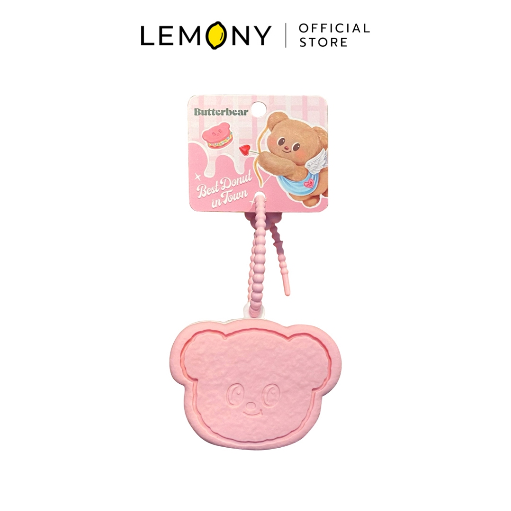 LEMONY Butter Bear cookie coin purse pendant (pink) พวงกุญแจกระเป๋า หมีเนย (สีชมพู) ขนาด 56 กรัม