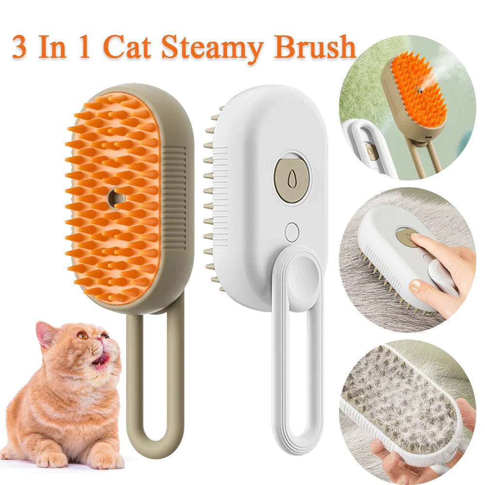 4 In 1 เครื่องโกนหนวดแมว แปรงไอน้ําไฟฟ้า ป้องกันการกระเด็น พร้อมสเปรย์ไอน้ํา สําหรับนวดขนสัตว์เลี้ยง หวีกําจัดขน
