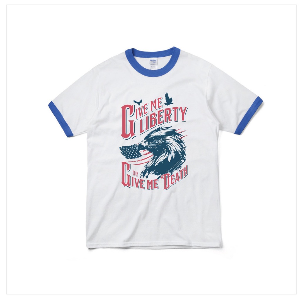 เสื้อยืด GILDAN Premium Ringer Tee ลาย Give me liberty