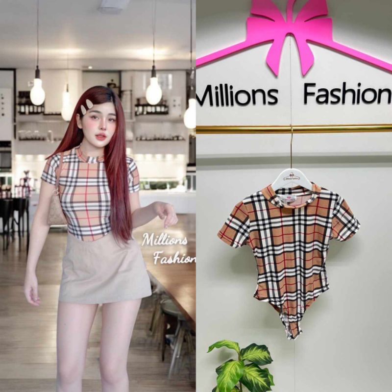 เสื้อบอดี้สูทคอเต่าลายเสือแขนสั้น