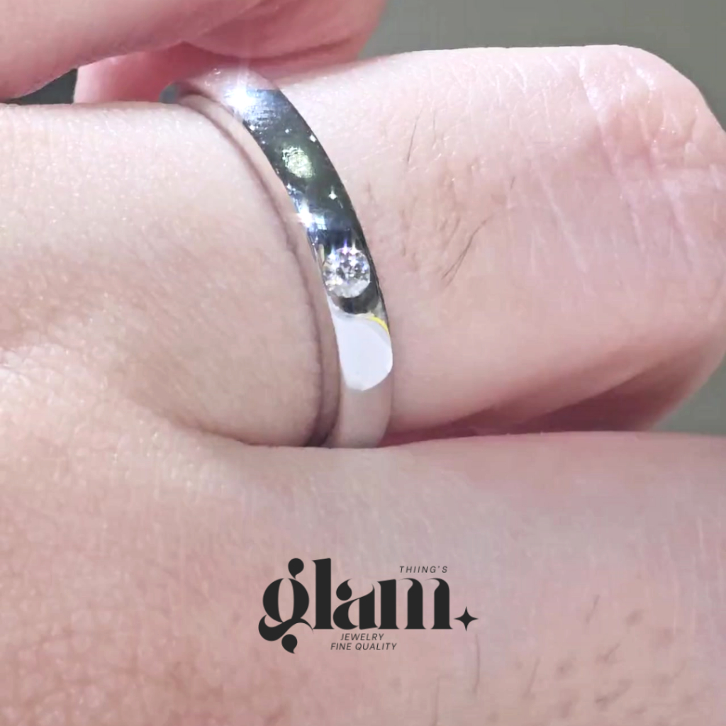 S3-5 *ส่งจากไทยภายใน 3 วัน* แหวนเงินแท้ 925 ชุบทองคำขาว เพชร Moissanite (โมอีส)