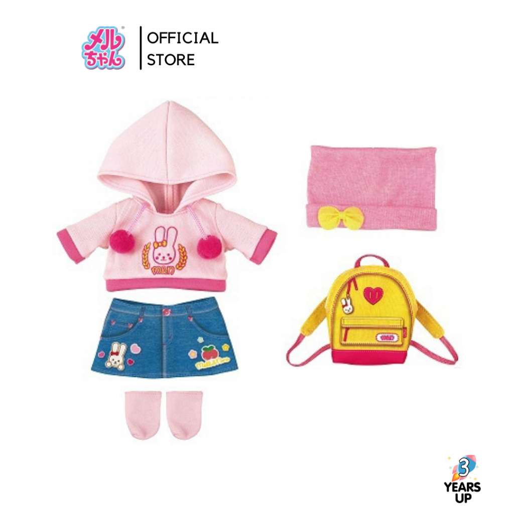 ชุดเมลจัง MELL CHAN® เสื้อแจ็คเก็ตกระต่ายและเป้ ชุดตุ๊กตา ลิขสิทธิ์แท้ Doll Outing Hoodie Jacket Bag