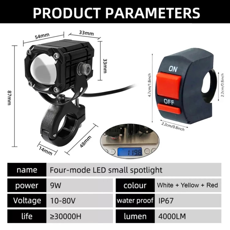 AUTO REPAIR ไฟสปอร์ตไลท์มอเตอร์ไซค์ รถจักรยานยนต์ LED DC12V-24V ไฟสปอร์ทไลท์ LED ระดับกันน้ำ IP68 ไฟคู่สีเหลืองและสีขาว - รูปที่ 6