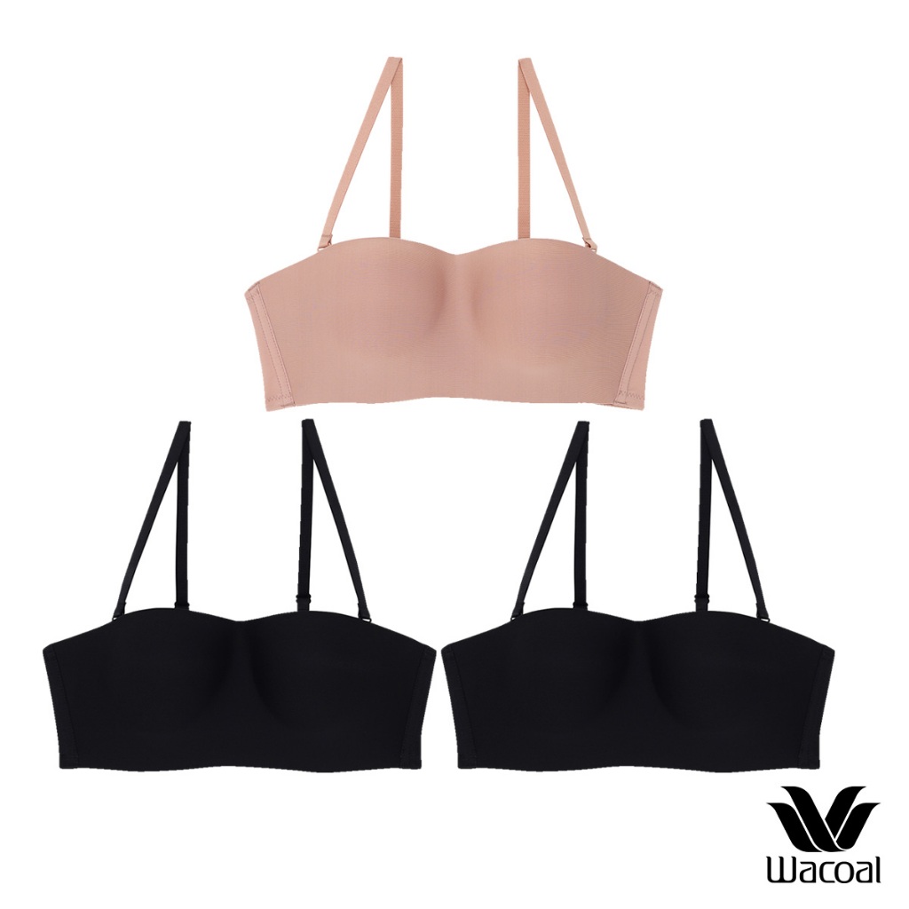 Wacoal Surprise Wireless Top Bra เสื้อชั้นในไร้โครง เกาะอก/สลับสายบ่า เซท 3 ชิ้น รุ่น WB9V09 คละสี ดำ-ดำ-ชมพู