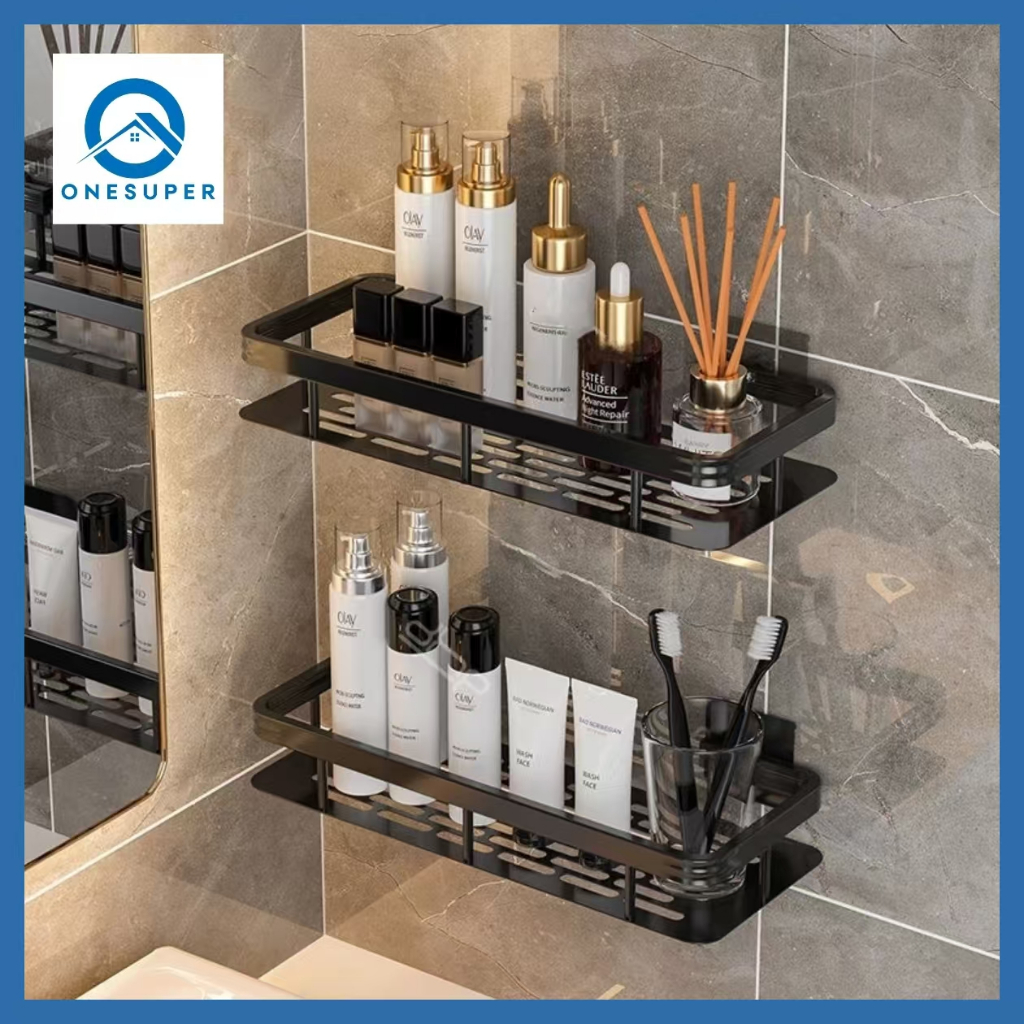 Onesuper ชั้นวางของในห้องน้ำ สีดำ ชั้นวางของ ที่วางสบู่ ชั้นวางเเชมพู