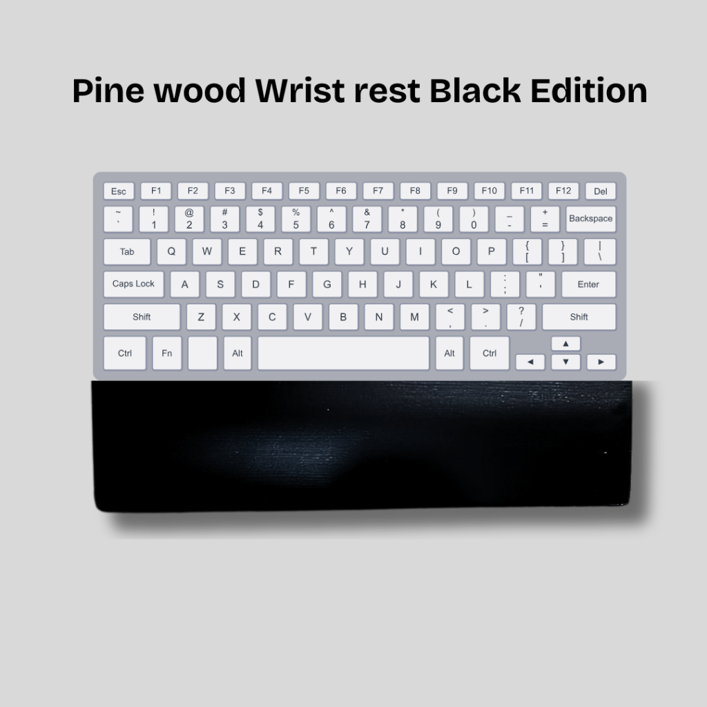 ที่รองข้อมือคีย์บอร์ดไม้สนย้อมสีดำ สำหรับ คีย์บอร์ดทั่วไปและ Custom Keyboard