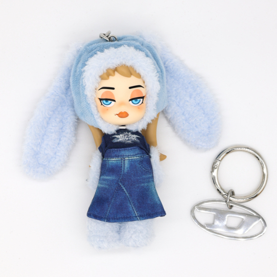 PONY ON WHEEL - DIESEL x Dolores Plush Pendant Series - Denim Rabbit พวงกุญแจ